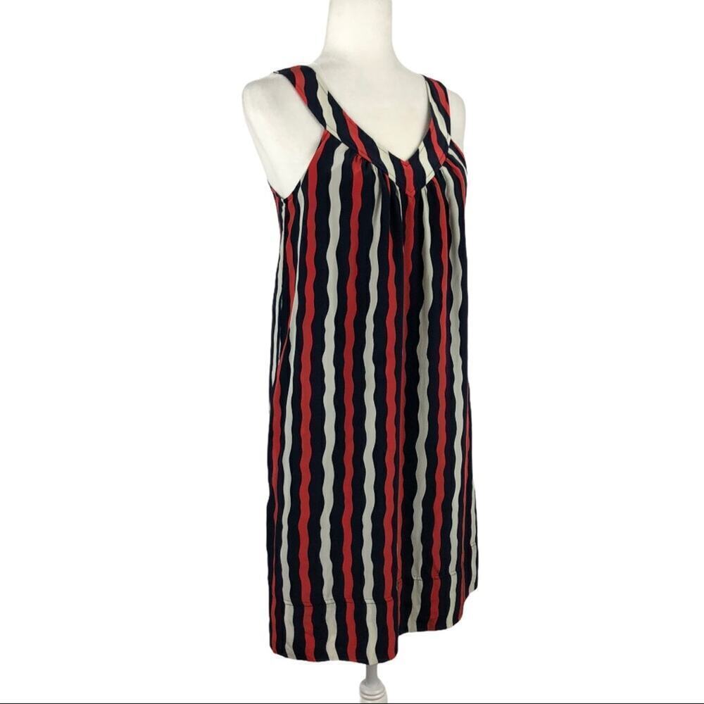 Marc Jacobs Vertical Wavy Stripes 100% Silk Dress Size XS